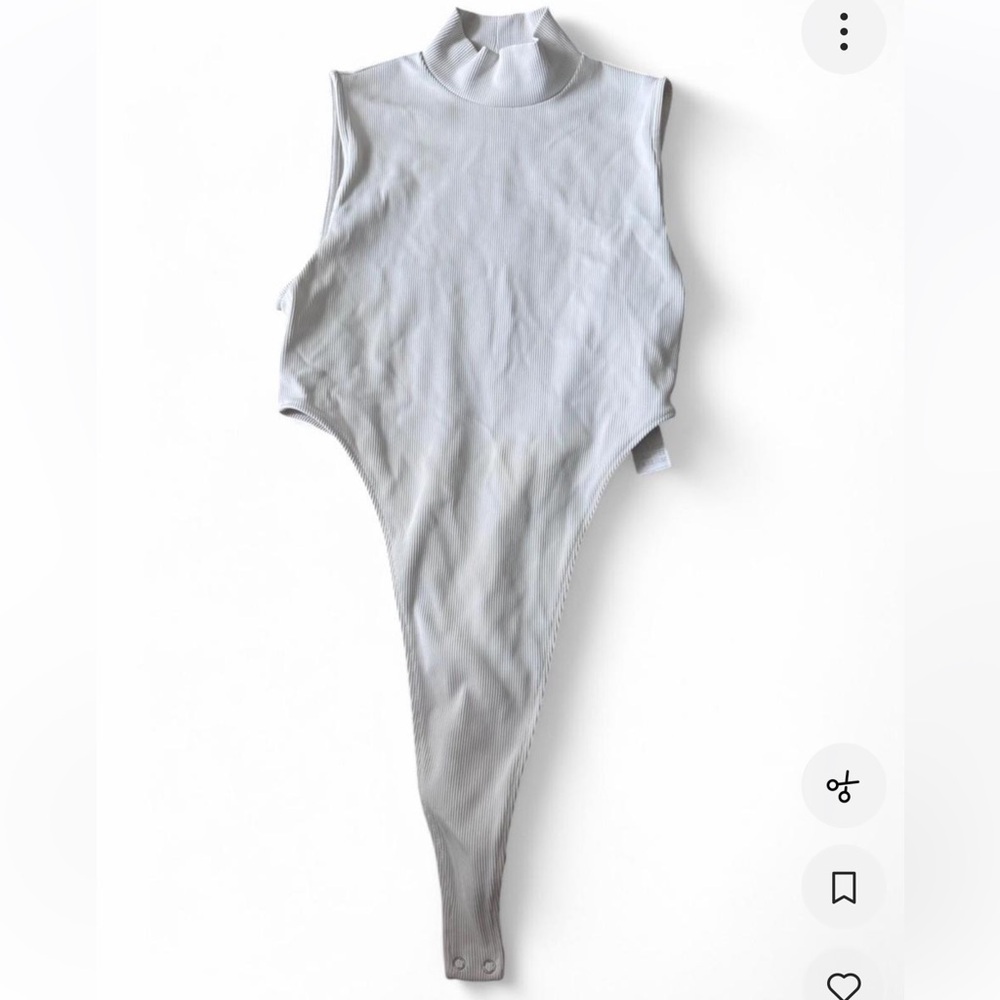 Bershka White Bodysuit Top with High-Cut Design